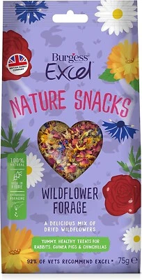 Burgess Excel Nature Rabbit Snacks 75g Wildflower High Fibre Guinea Pig Treat