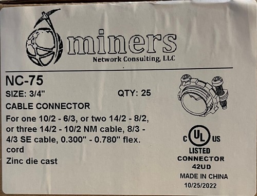 3/4" NM, Flex, SE 2-Screw Threaded Wire Cable Clamp Connector qty 1 - Picture 6 of 6