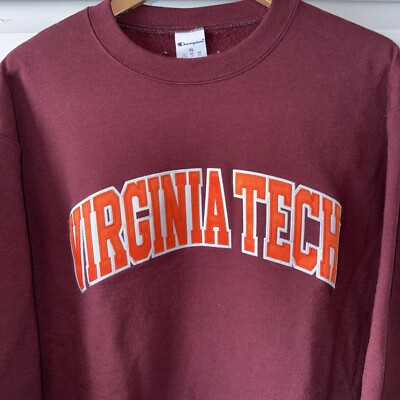 Vintage Virginia Tech Champion Crewneck Sweatshirt XL Maroon
