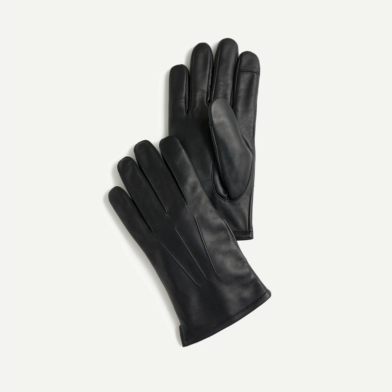J.Crew Leather Smartphone Gloves with Burgundy Wool-Cashmere Lining | S | Black