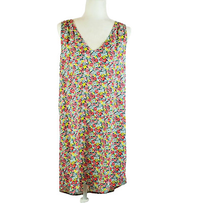 Gap Sleeveless Multicolor Floral 100% Rayon Tie Back Shift Dress Size Large New