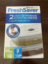 2 Pack Food Saver Fresh Saver 2 Vacuum Storage Containers 1/2 Quart Size