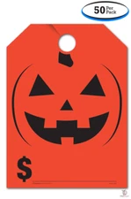 Pumpkin Face - Car Price Mirror Hang Tags - Fluorescent Orange  (50 per pack)