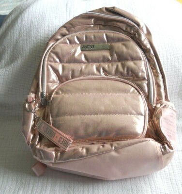 rose gold quilted backpack