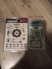 Lot of 2 Clear Stamps-Fiskars, Creative Imaginations. Narratives, flip n' flop 