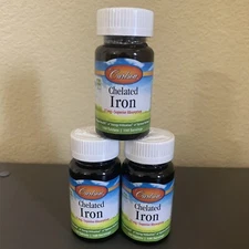 3 Carlson’s Chelated Iron 27 mg 100 Tablets 100 Servings Non-GMO Exp 9/2028