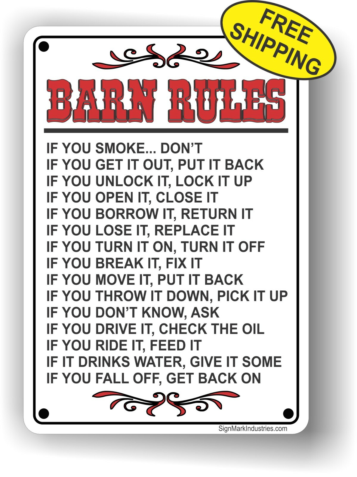 Barn Rules Sign, Horse Barn Sign, Farm Sign FREE SHIPPING eBay
