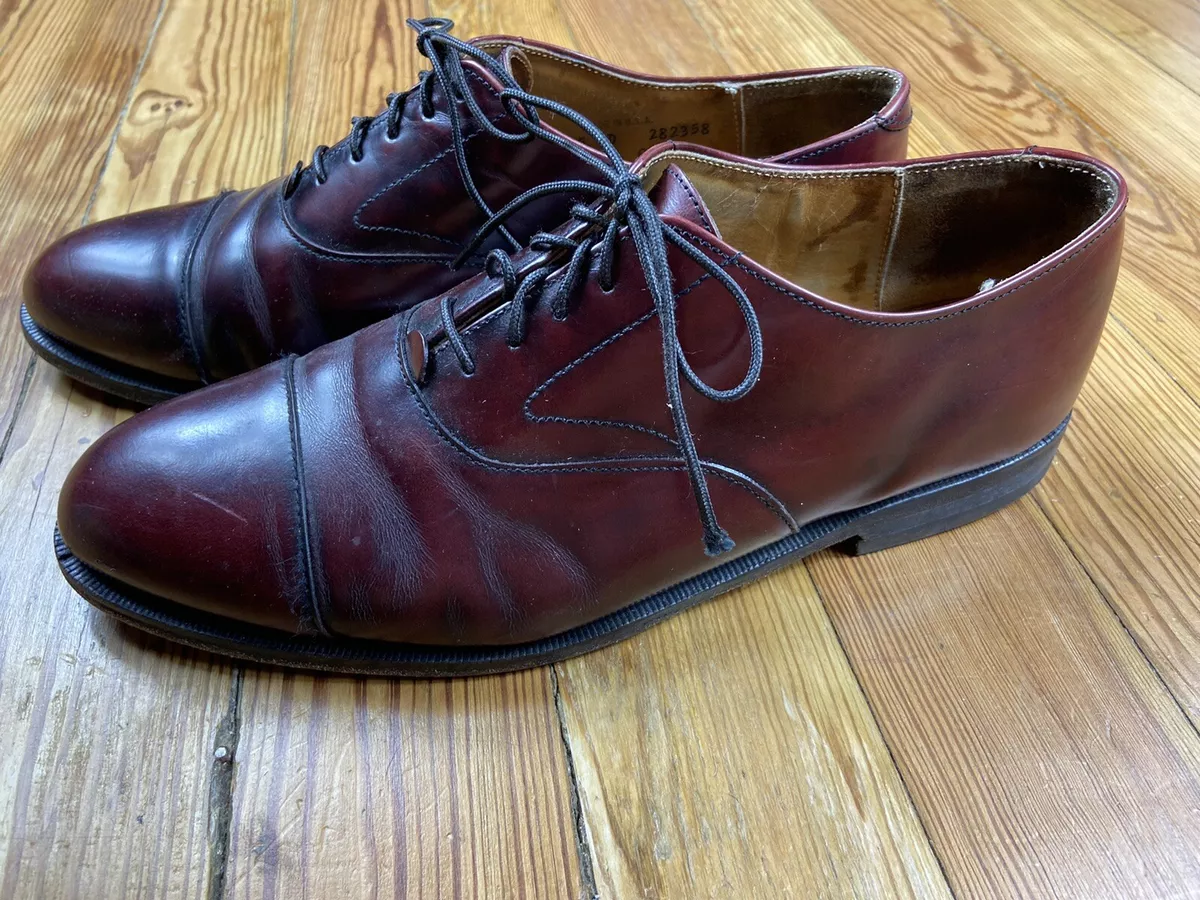 Cole Haan Green Label Vtg Made USA Captoe Dress Shoe Leather Burgundy 9.5 D