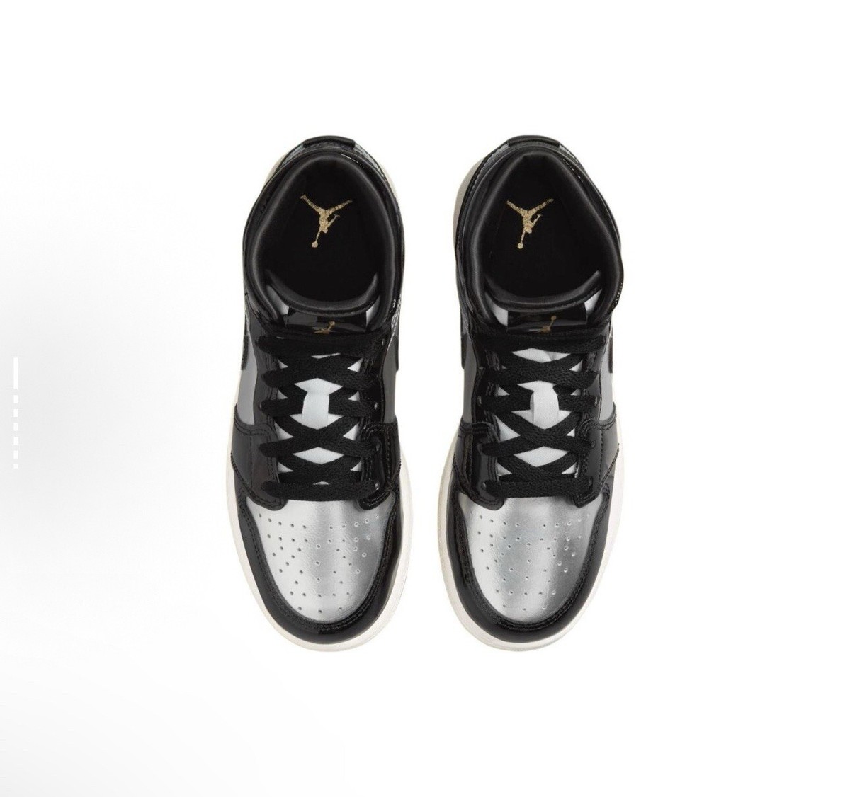 靴 Nike Air Jordan 1 grow in the dark mid Nike Air Jordan 1 Mid SE GS AJ1 Black Metallic Silver Kids