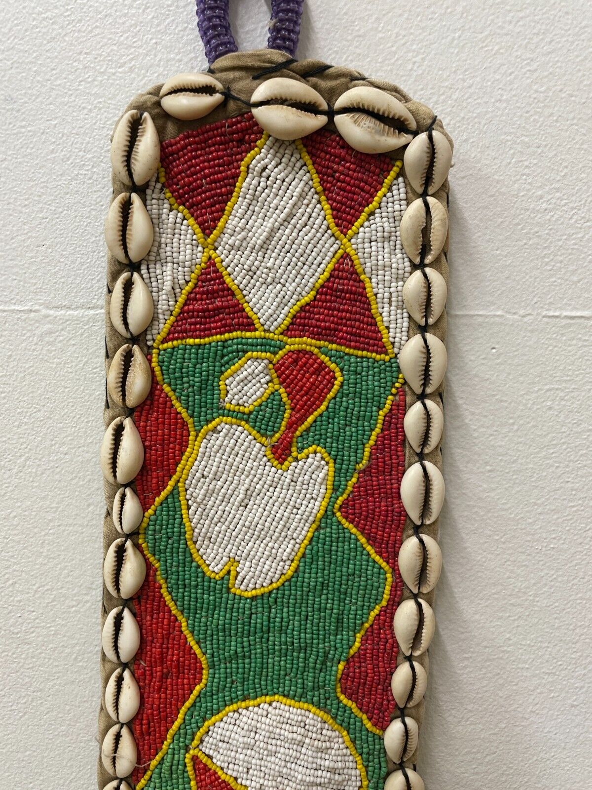 Vintage African Yoruba Beaded Diviner Wall Hanging