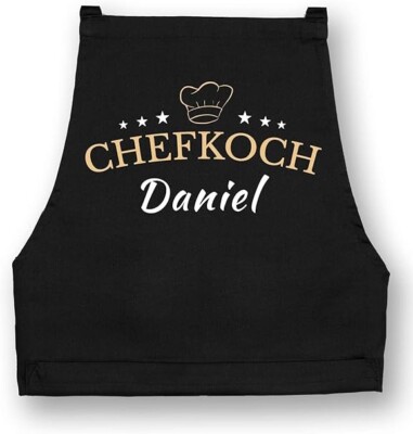 Herren Schürze Kochschürze CHEFKOCH Print NAME PERSONALISIERT  Fun Küchenschürze