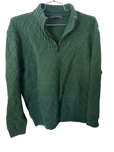 Irelands Eye Mock 1/4 Zip Lambs Wool Green Sweater Irish Women’s Large