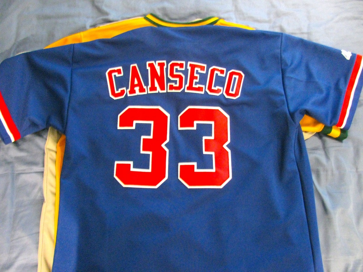 JOSE CANSECO OAKLAND A'S/MONTREAL EXPOS MAJESTIC COOPERSTOWN SIGNED JERSEYS