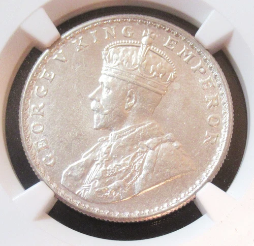British India: 1917 B Rupee NGC UNC Details