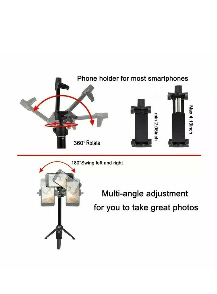 Selfie Stick, 40 inch Extendable Selfie Stick Tripod,Phone Tripod with Wireless. - Image 3 of 4