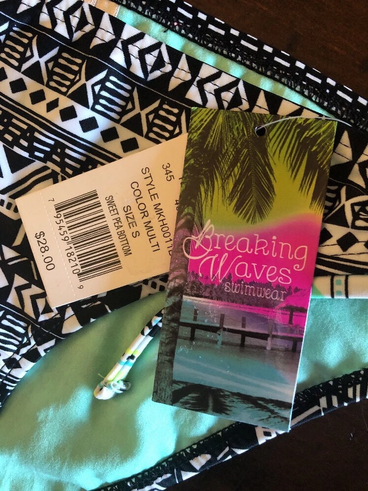 NWT Breaking Waves Swimwear Swim Suit Bikini Bottom Size S Black / White - Image 3 of 4