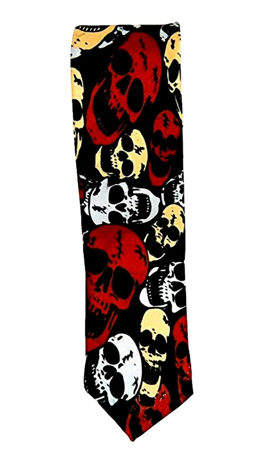 Multi-Color Skulls Unisex Men's Tie Necktie 56" L x 2" W-Skulls Neck Tie-New!v2 - Image 2 of 2