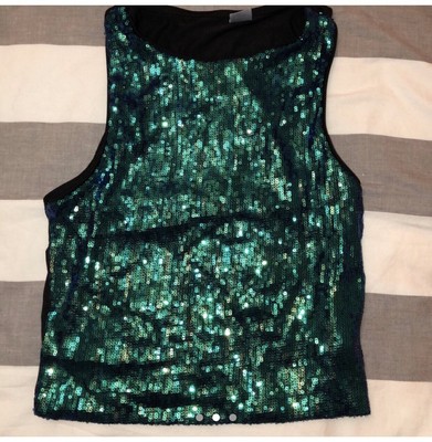 blue green sequin top