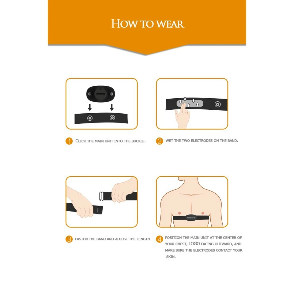 Magene Bluetooth 4.0 Ciclismo Correr Monitor de Ritmo Cardíaco Pecho Cinturón Correa MHR10 Foto 3 de 3