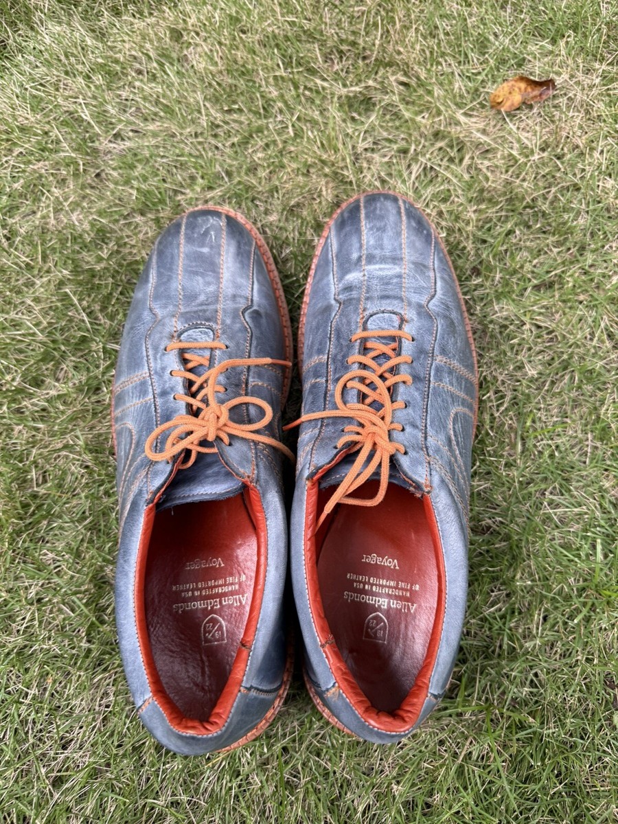 Allen Edmonds Shoes Mens 12 E Blue Gray Leather Orange  display picture 1