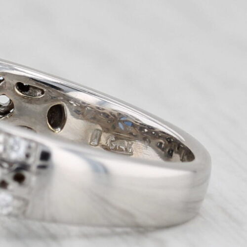 1.39ctw Creado en Laboratorio Zafiro Azul Anillo Diamante Halo 14k Blanco Oro - Imagen 6 de 10