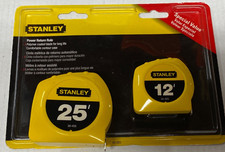 STANLEY 2-Pack Power Return Rules 25'  12' Tape Measure New IN PACKAGE