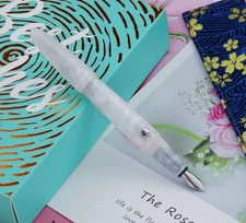 LIY FUTURE White Resin Fountain Pen Schmidt EF/ F Nib Writing Gift Case Set