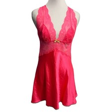 Babydoll Victoria's Secret Lovely Hot Pink Short Nightgown Slip Dress Lace Med