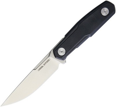 Real Steel 9'' Bushcraft Zenith Fixed Blade Black G10 Knife Full Flat Grind 3761
