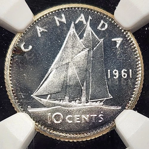 Prooflike Silver 1961 Canada 10 Cents | NGC PL65 Cameo