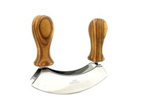 Wiegemesser olivenholz –Doppelte Edelstahlklinge, Handgefertigt Breite Ca. 13 Cm
