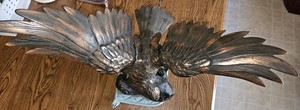 Vintage Japanese Cast Iron Falcon Hawk Statue Sculpture Metal Handmade Okimono
