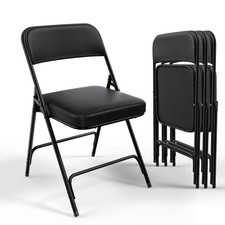 Padded Folding Chairs with Thick Seat Cushion, Portable, Durable  Extra