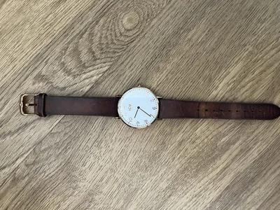 Ice Watch Quarz Analog Uhr weißes Zifferblatt braunes Lederband - Bild 1 von 4