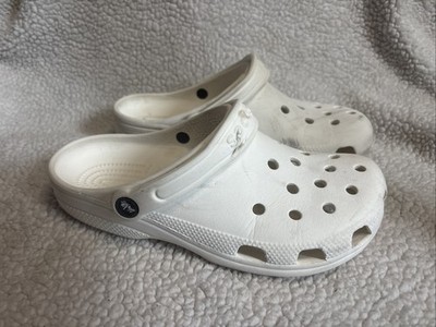 Preowned White Crocs Unisex Clogs Sz J 6