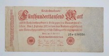 1923 Weimarer Republic, GERMANY - 500000 German Mark Banknote No. 25P 158330