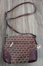 Michael Kors Fallon MK Signature Bag Burgundy Medium Messenger Crossbody Purse