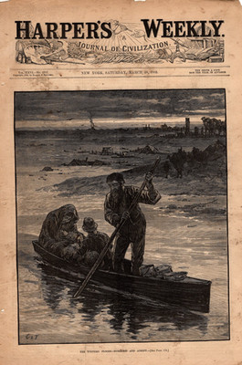 1882 Harpers Weekly March 18 - Western Floods Homeless and Adrift original Print