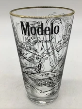 Modelo Especial Limited Edition Hispanic Culture 16 Oz Pint Beer Glass Gold Rim