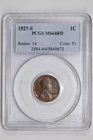 1927-S LINCOLN WHEAT CENT PCGS MS64 RED