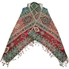 Matices Boho Crochet Shoulder Pashmina Shawl Wrap Patchwork Fringe Geometric