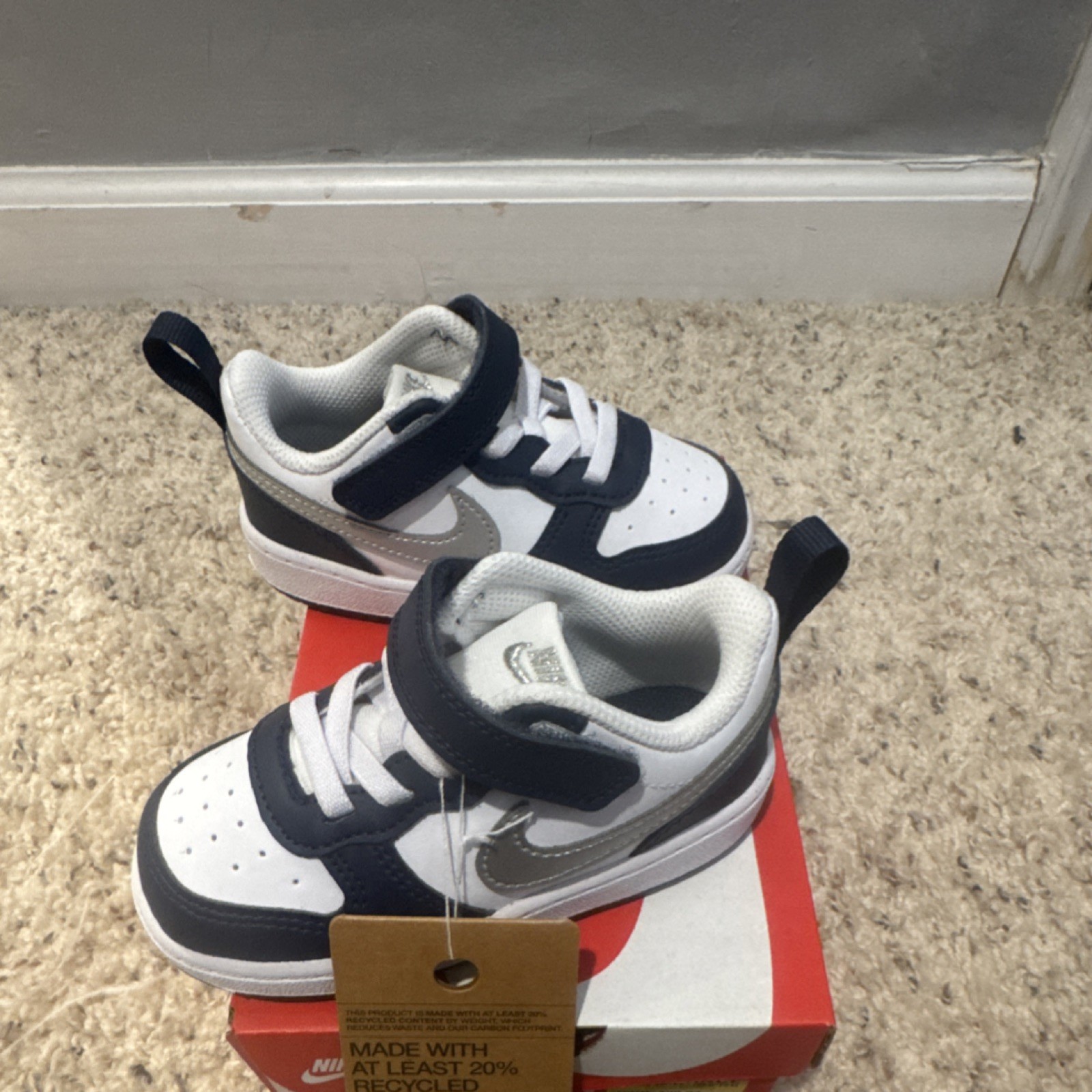 Nike Court Borough Low Recraft (TD) White/Metallic Silver DV5458-135 Size 7C