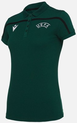 Macron Schiedsrichter Poloshirt UEFA 2021 Referee Polohemd Damen dunkelgrün