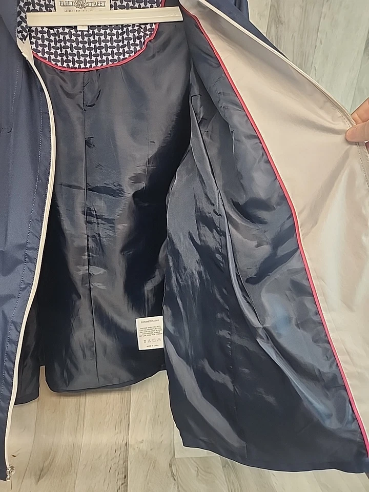 Chaqueta impermeable Fleet Street con capucha talla 1X cremallera completa #50411 - azul marino Foto 3 de 4