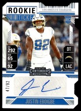 2024 Panini Contenders Rookie  Ticket Die Cut Justin Eboigbe Rookie Auto 47/92
