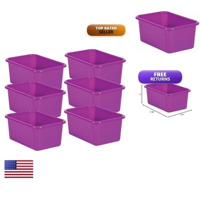 Teacher Created Resources Purple Small Plastic Storage Bin, Pack Of 6 TCR20383-6