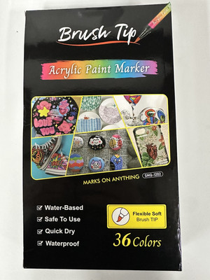 36 Colors Acrylic paint Marker Brush tip water based NEW