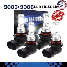 9006 9005 LED Headlight KIT Combo Bulbs High Low Beam Super Bright White 10000K