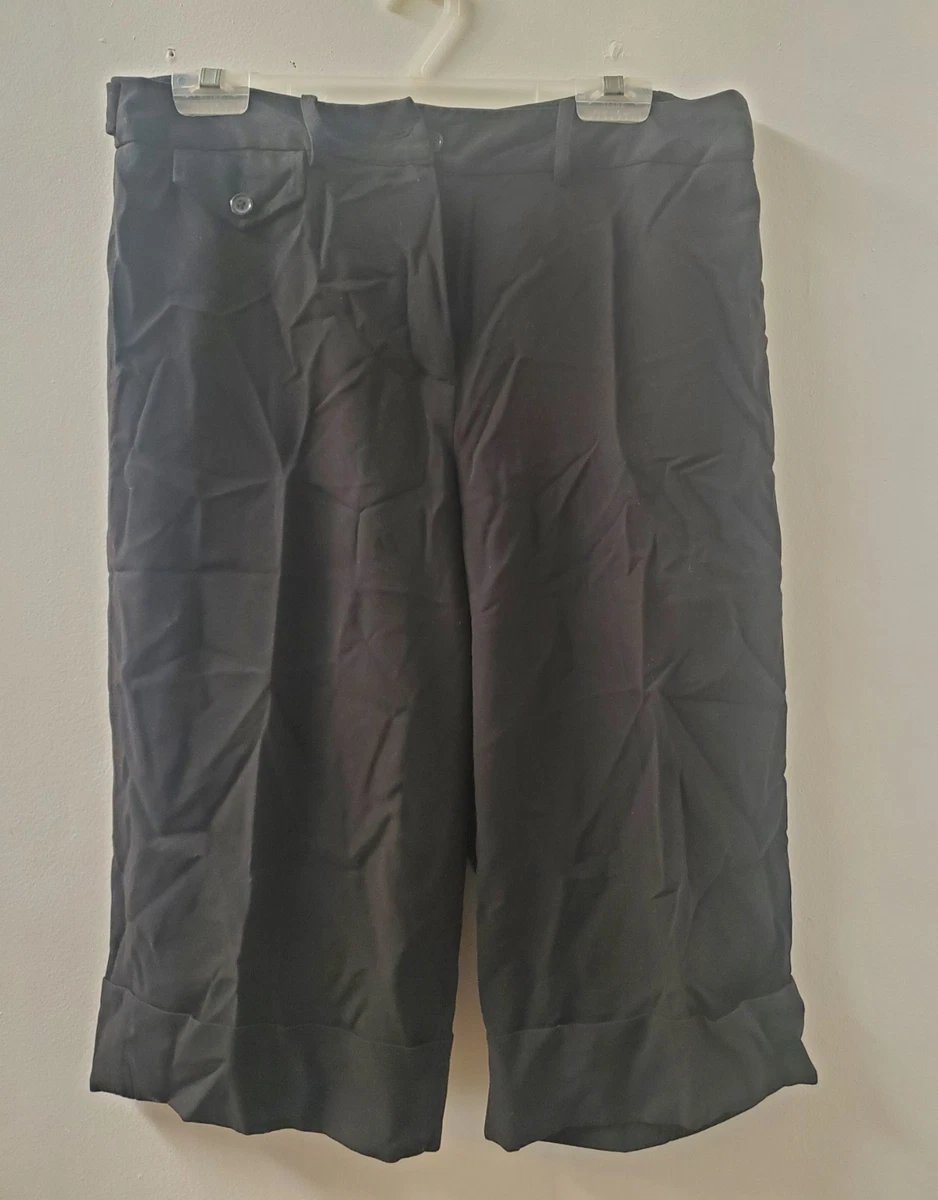 Pantalon Court Larry Levine En Lin - Taille 12P (petite), Noir, Style Capri, Occasion Très Bon état