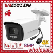 Vikylin 4K 8MP Bullet POE IP Camera 2-way Audio Human Vehicle Detection 2.8MM US